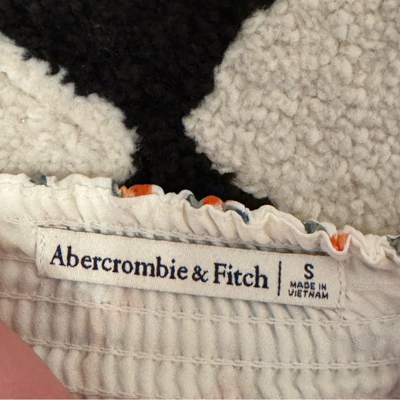 A&F Cinch Front White Peach Print Midi Dress Size Small - Picture 9 of 9